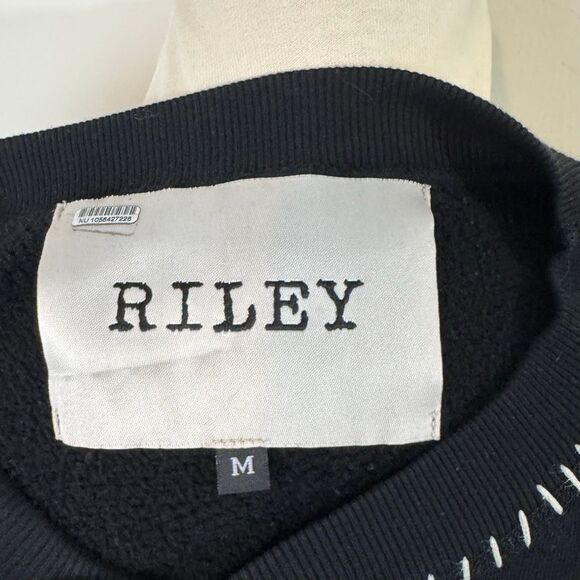 Riley Vintage Dusk Tropics crewneck sweatshirt black patchwork USA-made | M | Fr - Picture 9 of 12